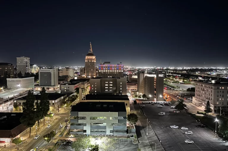 Downtown Fresno, CA, at night