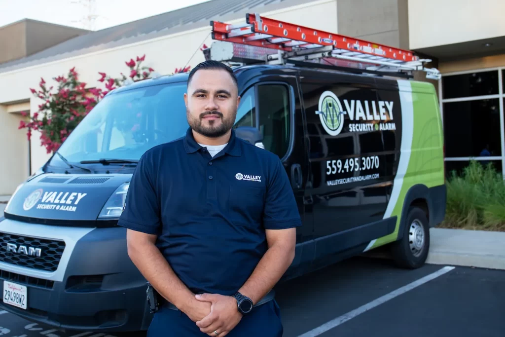 Valley Security and Alarm technician and service van